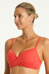 Flame Essentials Edit Cross Front Moulded Underwire Bra in Sea Level | Sea Level Australia 