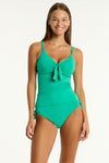 Evergreen Essentials Edit Tie Front DD/E Cup Singlet Top in Sea Level | Sea Level Australia 