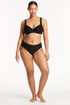 Honeycomb Mid Bikini Pant - Honeycomb Black - Sea Level Australia 