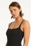 Palisades Square Neck Bralette One Piece - Palisades Black - Sea Level Australia 