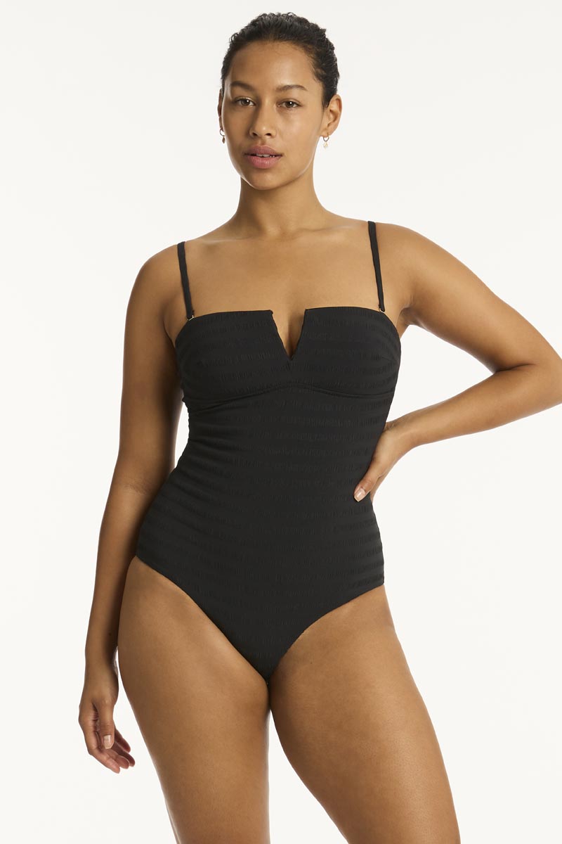 Palisades Vee Bandeau One Piece - Palisades Black - Sea Level Australia 