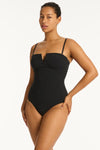 Palisades Vee Bandeau One Piece - Palisades Black - Sea Level Australia 