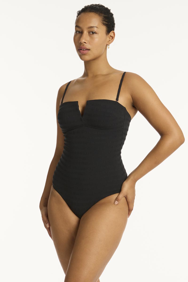 Palisades Vee Bandeau One Piece - Palisades Black - Sea Level Australia 