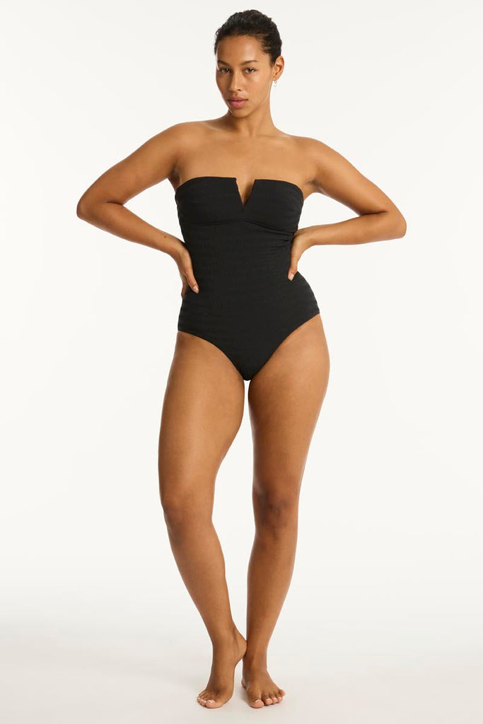 Palisades Vee Bandeau One Piece - Palisades Black - Sea Level Australia 