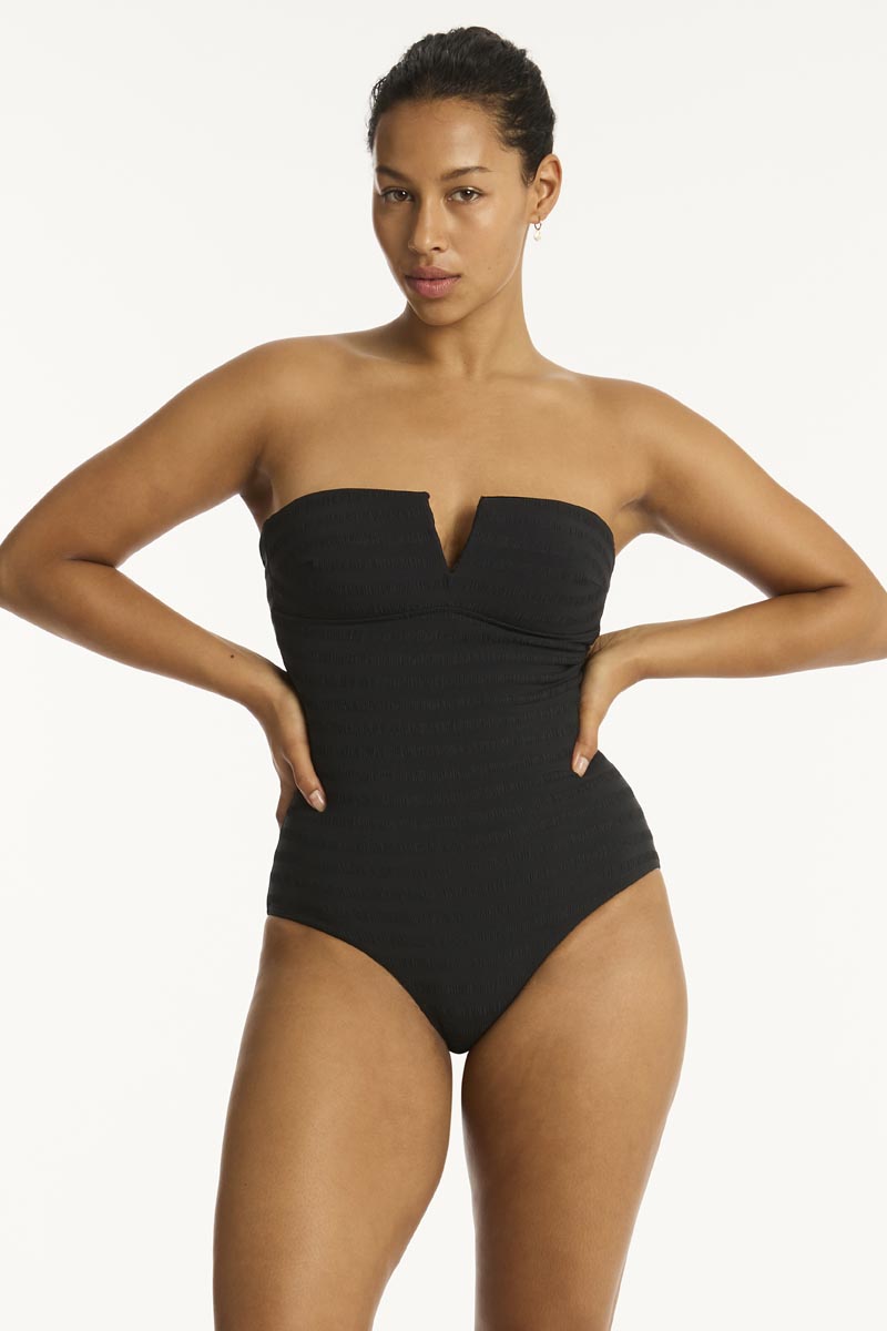 Palisades Vee Bandeau One Piece - Palisades Black - Sea Level Australia 