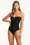 Honeycomb U Bar Bandeau One Piece - Honeycomb Black - Sea Level Australia 