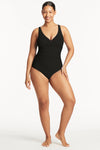 Honeycomb Cross Front One Piece - Honeycomb Black - Sea Level Australia 