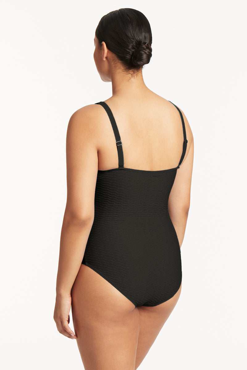 Honeycomb Cross Front One Piece - Honeycomb Black - Sea Level Australia 