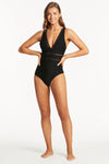 Honeycomb Spliced One Piece - Honeycomb Black - Sea Level Australia 