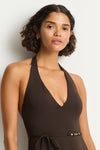 De Luxe V Neck Halter One Piece