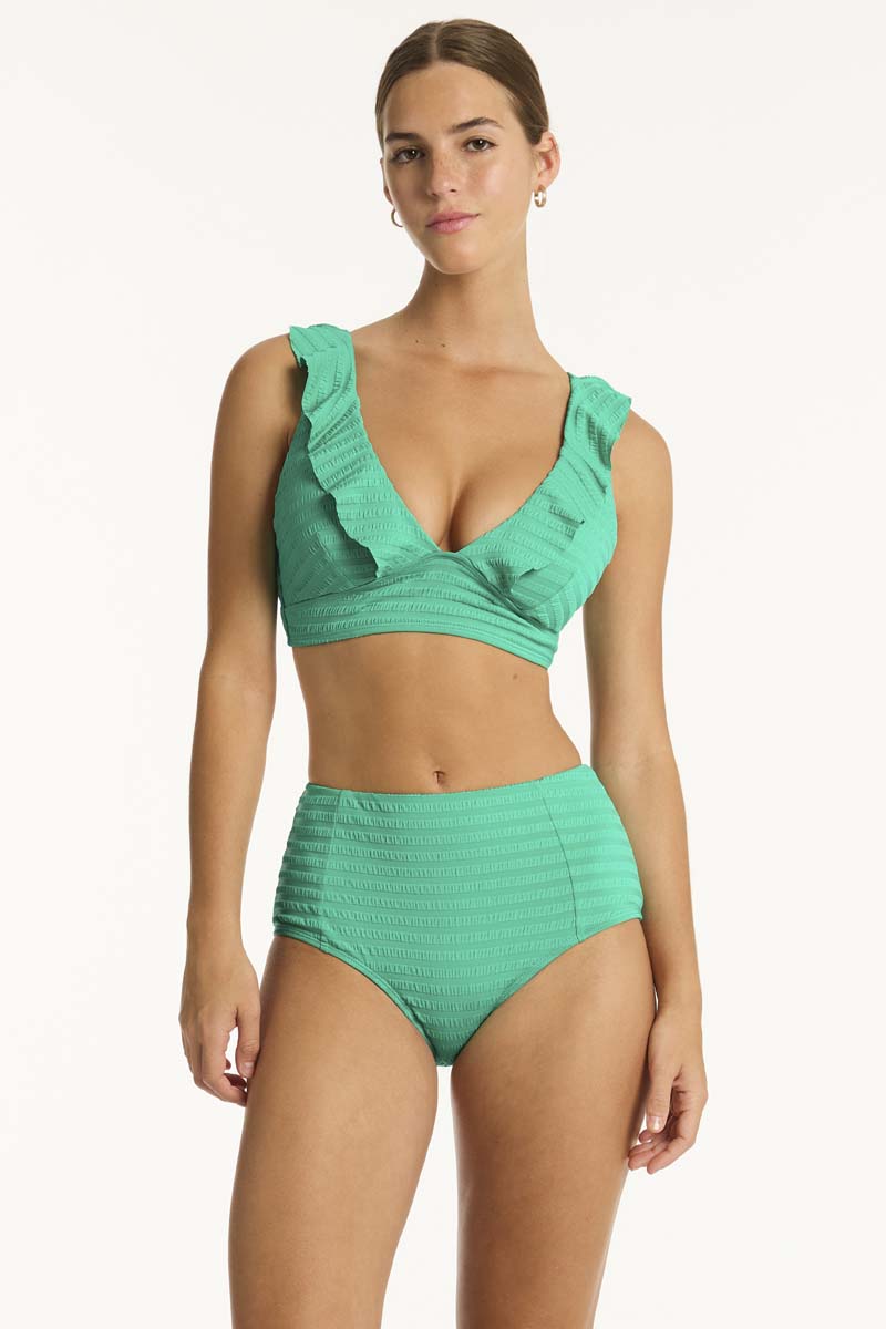 Capri Panelled High Waist Pant in Capri Evergreen | bond-eye swim