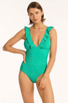 Capri Frill One Piece in Capri Evergreen | bond-eye swim