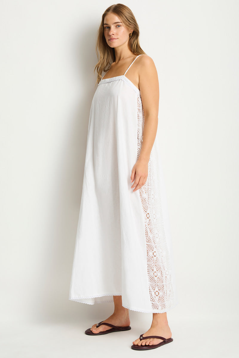 Shore Linen Panelled Bandeau Lace Maxi Dress