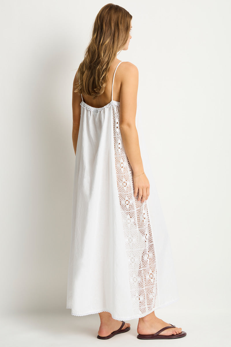 Shore Linen Panelled Bandeau Lace Maxi Dress