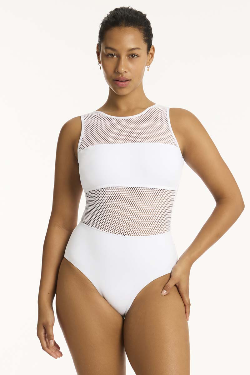 Drift High Neck One Piece in Drift White | bond-eye swim