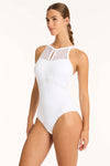 Drift Panelled High Neck One Piece in Drift White | bond-eye swim