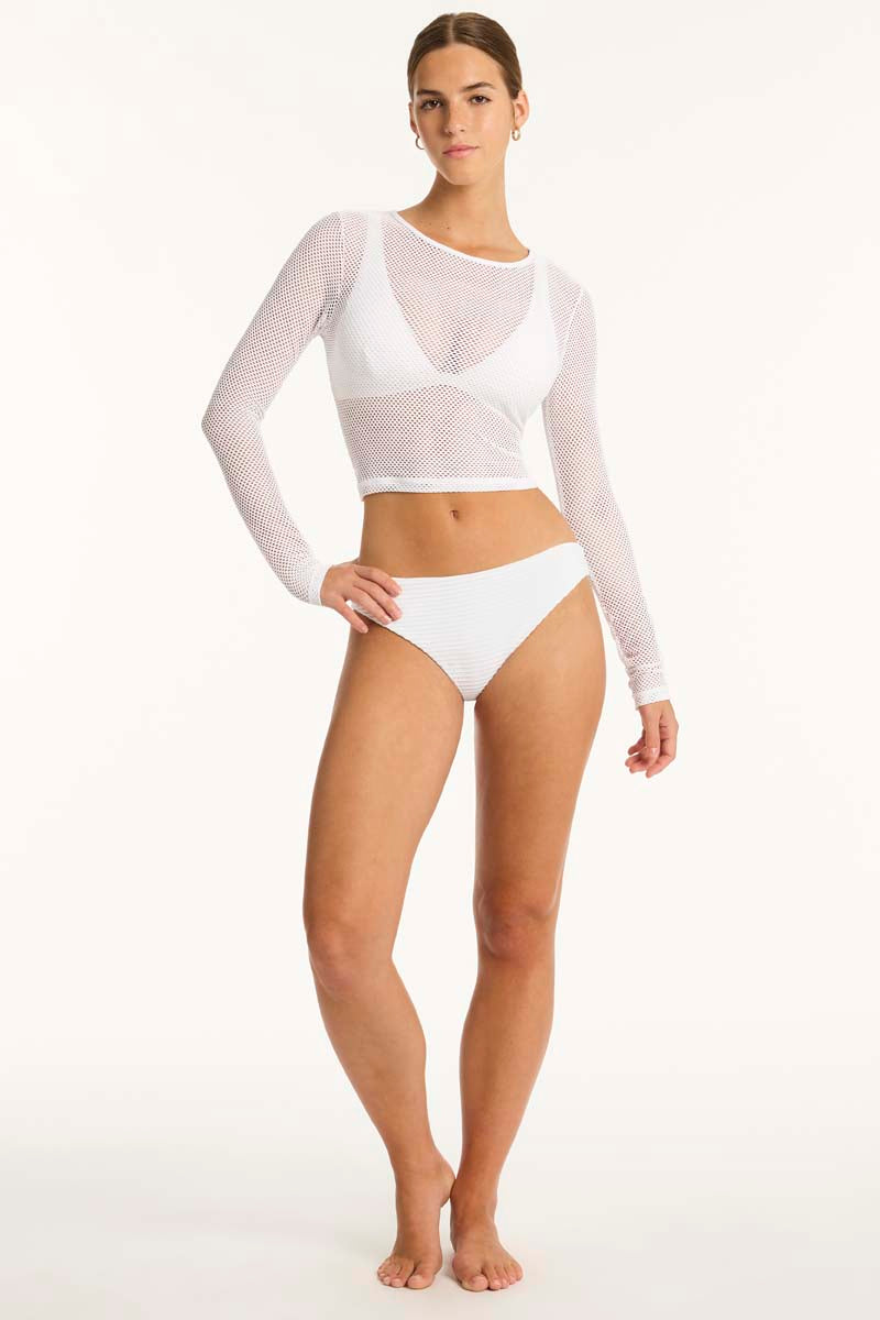 Drift Mesh Crop Top in Drift White | bond-eye swim