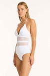 Drift Longline Halter One Piece in Drift White | bond-eye swim