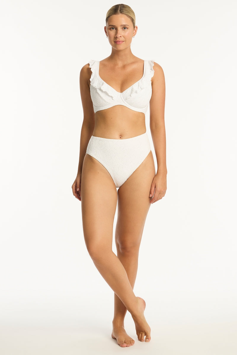 Interlace Frill DD/E Underwire Bra - Interlace White - Sea Level Australia 