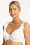 Interlace Frill DD/E Underwire Bra - Interlace White - Sea Level Australia 