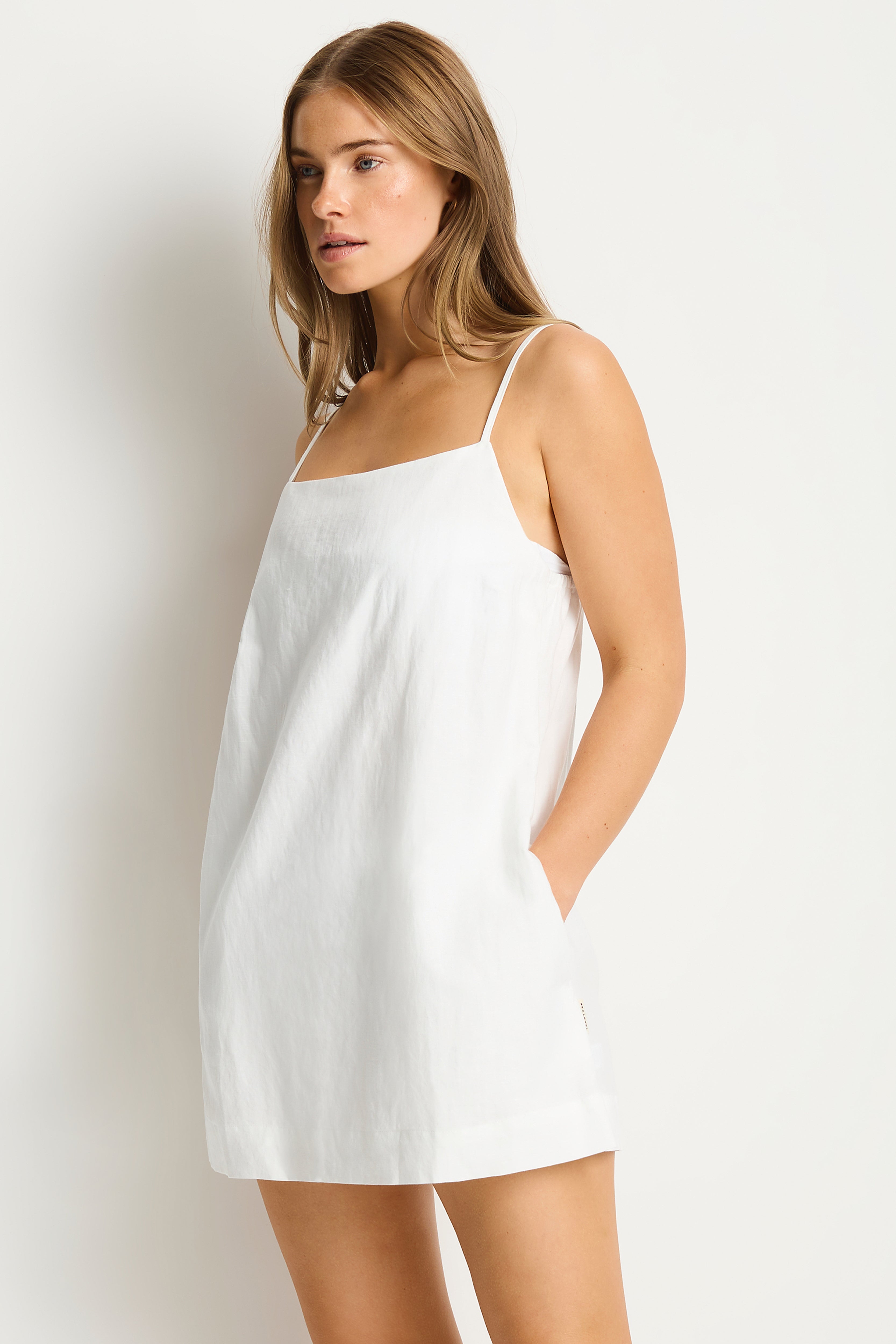 linen shift mini dress Linen Shift Dress for Women, Cotton Linen Sleeveless A Line Mini Dress, Casual Round Neck Loose Summer Beach Swing Sundress