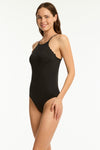 Scallop Cross Back High Neck One Piece