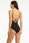 Scallop Cross Back High Neck One Piece