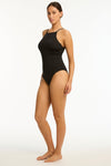 Scallop Cross Back High Neck One Piece