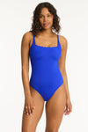 Scallop Square Neck Bralette One Piece - Scallop Cobalt - Sea Level Australia 