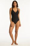 Spinnaker Cross Front One Piece - Spinnaker Black - Sea Level Australia 