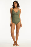 Spinnaker Cross Front Tankini - Spinnaker Khaki - Sea Level Australia 