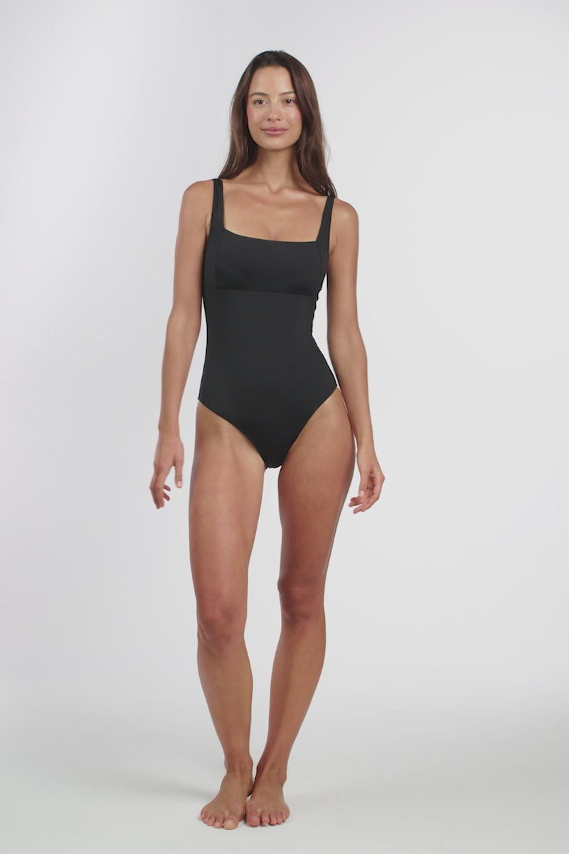 Sea Level Eco Essentials Longline Tri One Piece Swimsuit - Black - Curvy  Bras