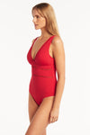 Eco Essentials Spliced One Piece - Eco Essentials Red - Sea Level Australia 