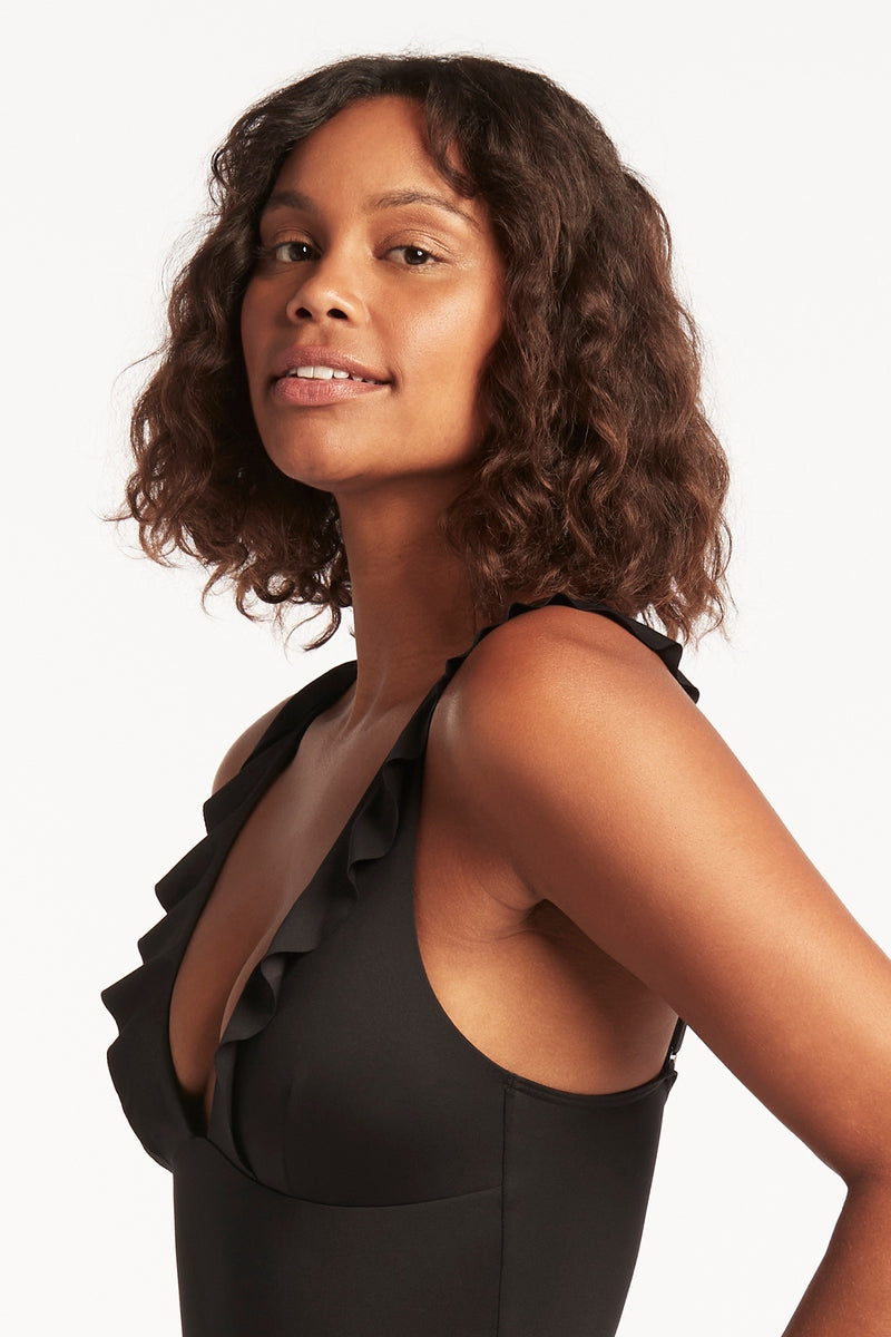 Eco Essentials Frill One Piece - Eco Essentials Black - Sea Level Australia 