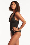 Eco Essentials Frill One Piece - Eco Essentials Black - Sea Level Australia 