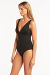 Eco Essentials Longline Tri One Piece - Eco Essentials Black - Sea Level Australia 