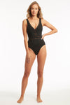 Eco Essentials Spliced Waisted One Piece - Eco Essentials Black - Sea Level Australia 