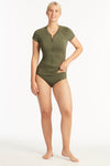 Eco Essentials Short Sleeve Rash Vest - Eco Essentials Khaki - Sea Level Australia 