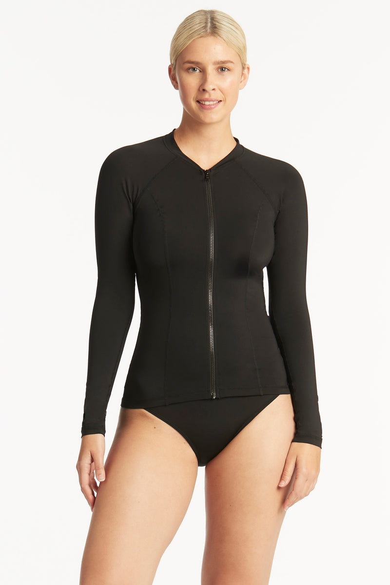 Eco Essentials Long Sleeve Rash Vest - Eco Essentials Black - Sea Level Australia 