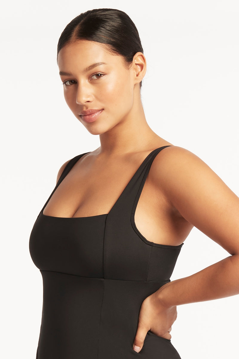 Tummy Control Halter Neck Swim Dress Sea Level Eco Essentials Square Neck Swim Dress Black, 14 Plus Size Tummy Control Halter Neck Swim Dress Sea Level Eco Essentials Square Neck Swim Dress Black, 14 Plus Size