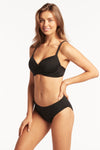 Eco Essentials Cross Front Moulded Cup Underwire Bra - Eco Essentials Black - Sea Level Australia 