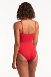 Eco Essentials Twist Front One Piece - Eco Essentials Red - Sea Level Australia 