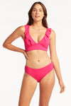 Eco Essentials Mid Bikini Pant - Eco Essentials Hot Pink - Sea Level Australia 
