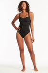 Eco Essentials Twist Front One Piece - Eco Essentials Black - Sea Level Australia 