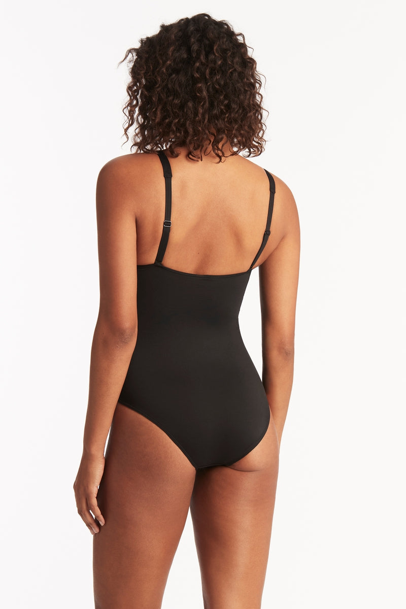 Eco Essentials Twist Front One Piece - Eco Essentials Black - Sea Level Australia 