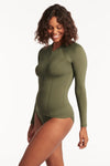 Eco Essentials Long Sleeve Rash Vest - Eco Essentials Khaki - Sea Level Australia 