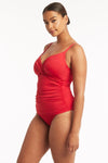 Eco Essentials Twist Front DD/E Cup Singlet - Eco Essentials Red - Sea Level Australia 