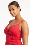 Eco Essentials Twist Front DD/E Cup Singlet - Eco Essentials Red - Sea Level Australia 