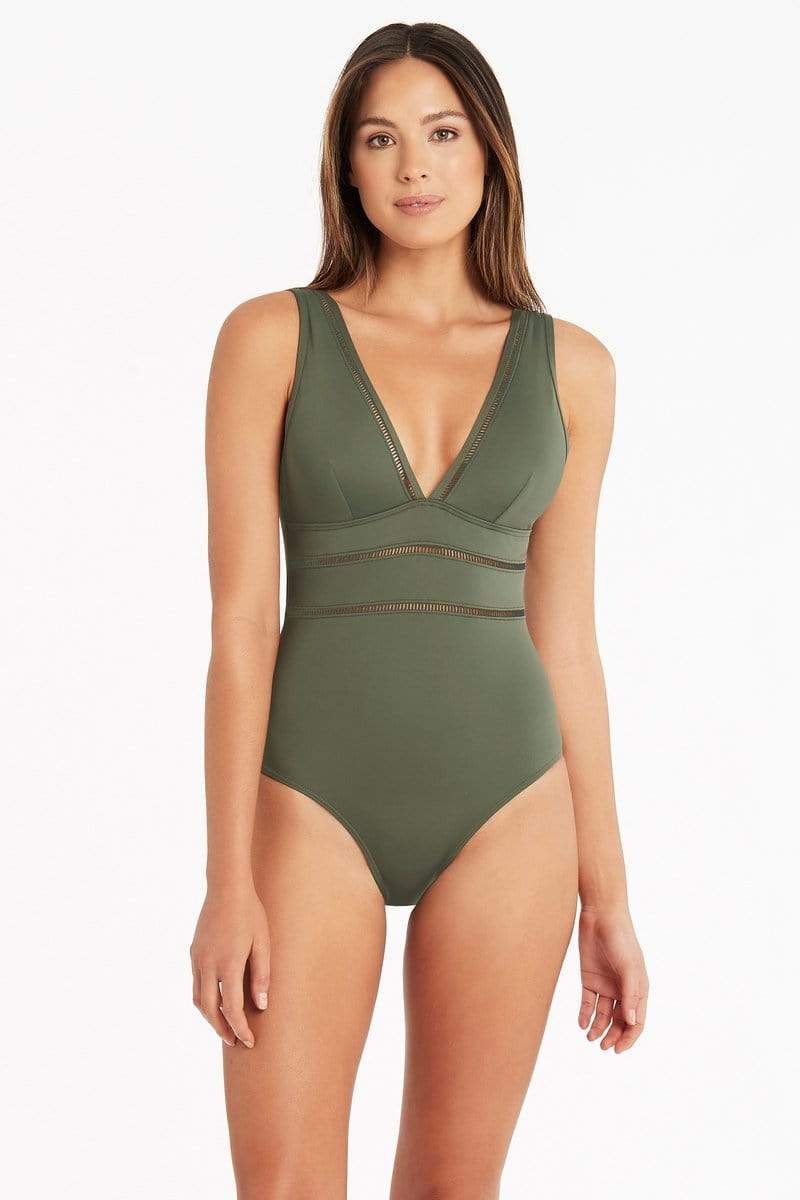 Eco Essentials Spliced One Piece - Eco Essentials Khaki - Sea Level Australia 