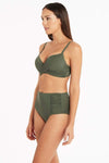 Eco Essentials Cross Front Moulded Cup Underwire Bra - Eco Essentials Khaki - Sea Level Australia 